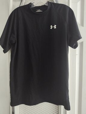 Under Armour Black Short Sleeve Athletic Tee with White Logo
